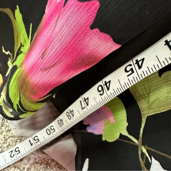 coldwater creek floral cap sleeve dress with sheer top panel sz 16 layered - Picture 5 of 10